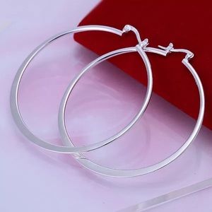 Sterling Silver Flat Hoop Earrings
